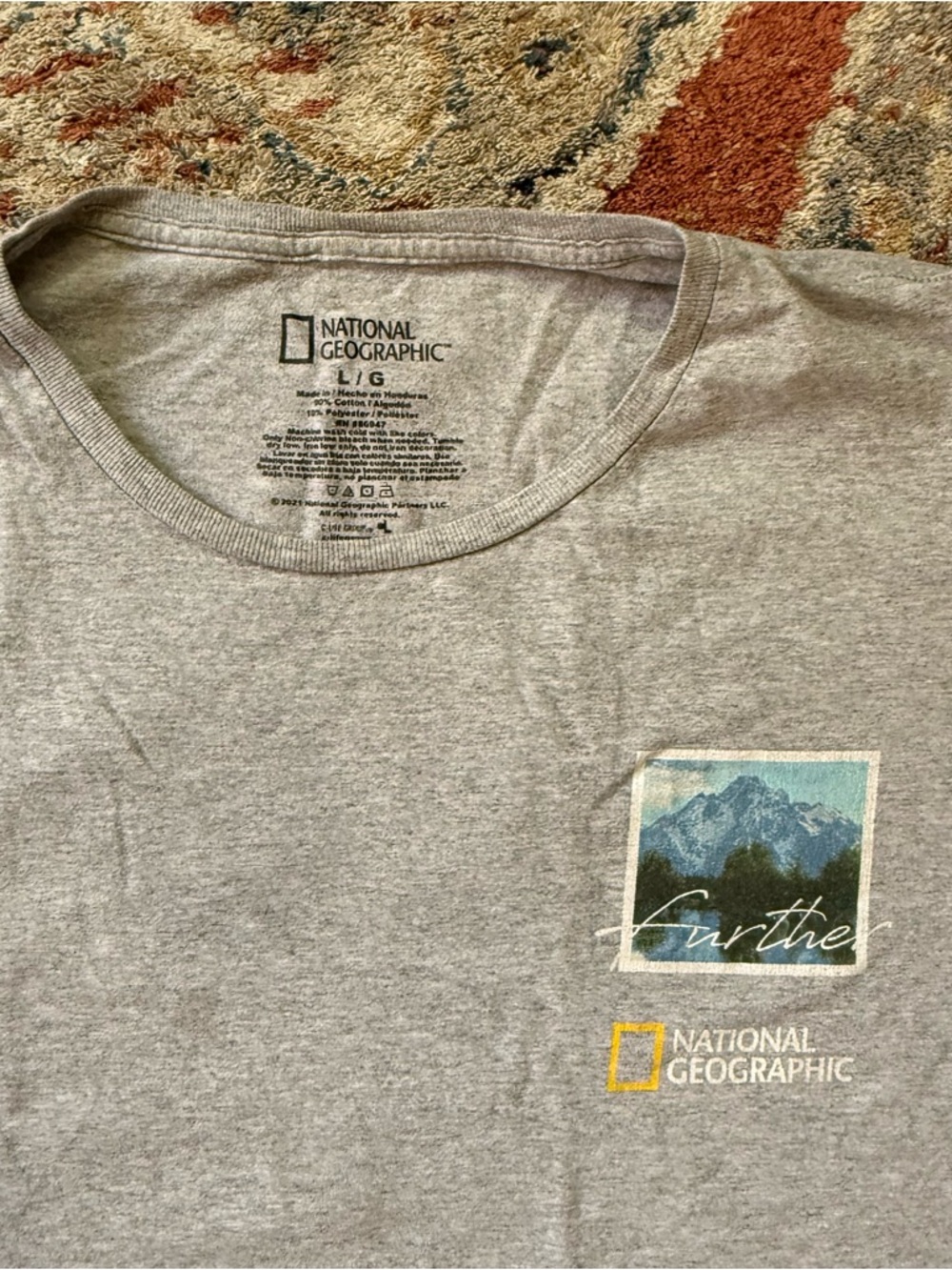 National Geographic Gray Short Sleeve Tee with Mountain Photo Patch